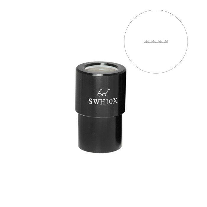 10mm/100 Div Eyepiece Field of View Dia. 23mm 10X Reticle Eyepiece ( Dia. 30/FN23), SKU SZ08013233, three quarter front view