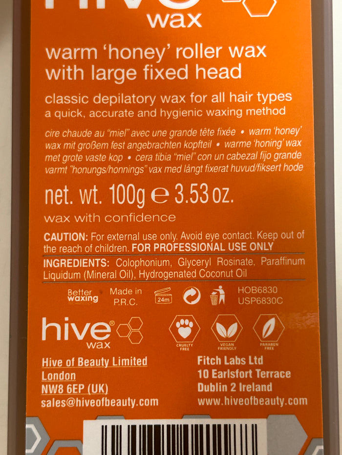 Hive Wax Warm 'Honey' Roller Wax 100g With Large Fixed Head