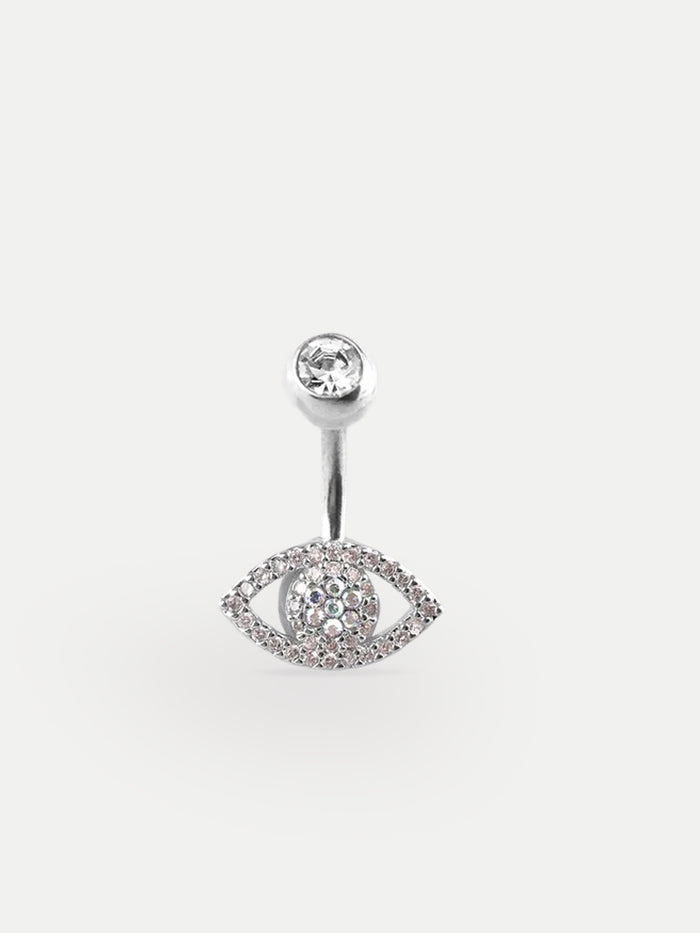 AB Gem Evil Eye Navel Barbell 14G | Steel-Image 1