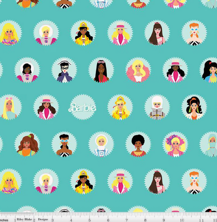 Barbie World Barbie Main Teal - Fat Quarter