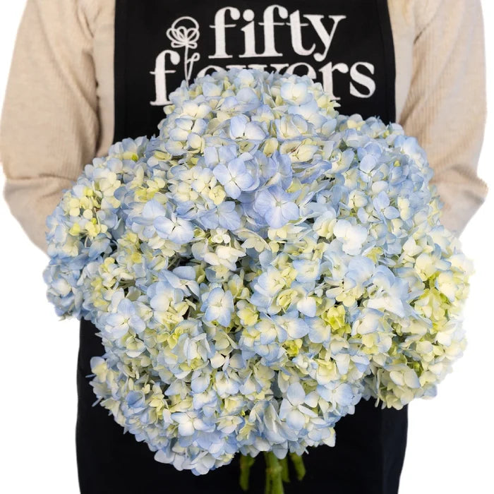 Sea Glass Blue Hydrangea Flower Apron - Image