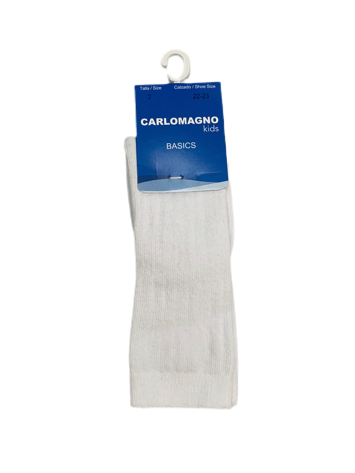 Carlomagno White Ribbed Knee High