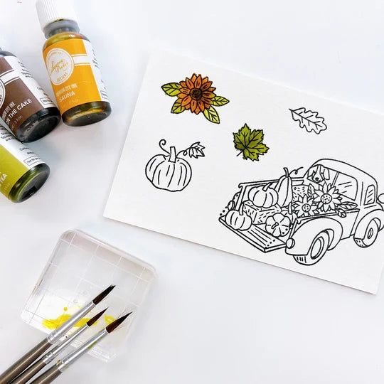 Catherine Pooler - Stamp - Pumpkin Pick-Up. Just need to the Stamp Set? Straight from the farm, the Pumpkin Pick-Up Stamp Set is the quintessential fall image! Available at Embellish Away located in Bowmanville Ontario Canada. Example by brand ambassador.