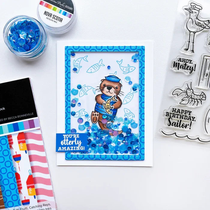 Catherine Pooler - Stamp & Die Set - Ahoy Matey. Get ready for a swashbuckling good time in your crafty space! The Ahoy Matey Stamp Set and its coordinating dies includes a cast of the cutest North East Coast fisherman you have ever seen! Available at Embellish Away located in Bowmanville Ontario Canada. Example by brand ambassador.