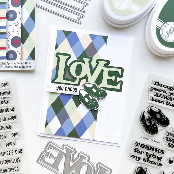 Catherine Pooler - Word Dies - Retro Love. You can always find a reason to send a little love someone's way... The Retro Love Word Die is a layered word die that was created to coordinate with the Music to My Ears Stamp Set and Dies. Available at Embellish Away located in Bowmanville Ontario Canada. card example by Catherine Pooler.