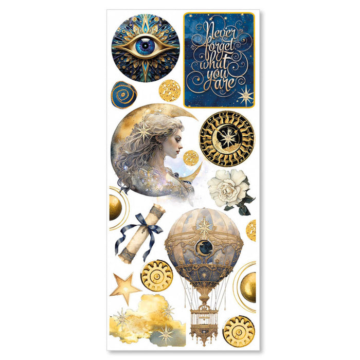 Ciao Bella - Art Stickers Uncut Transparent Adhesive Sheets - Celestial. Includes 5 sheets. Available at Embellish Away located in Bowmanville Ontario Canada.