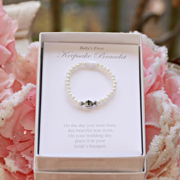 Collectables America Newborn Pearl/Cross Bracelet