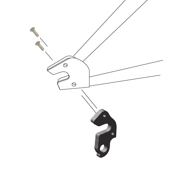 Hanger #262 attaches to the frame's rear dropout from the inside using two M4x8 screws.