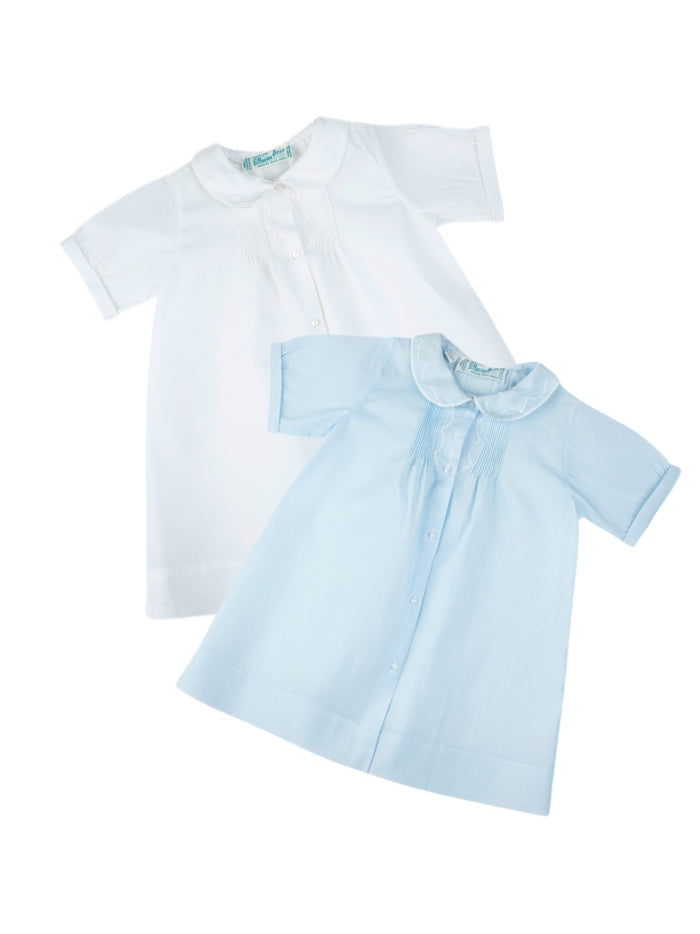 Feltman Folded Daygown with Tucks Blue, White