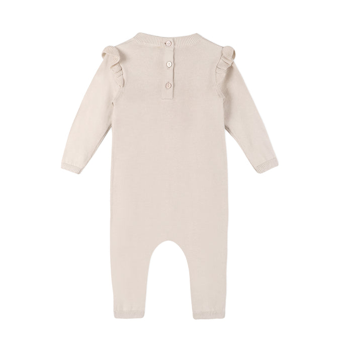 Floral Embroidered Ruffle Baby Sweater Jumpsuit
