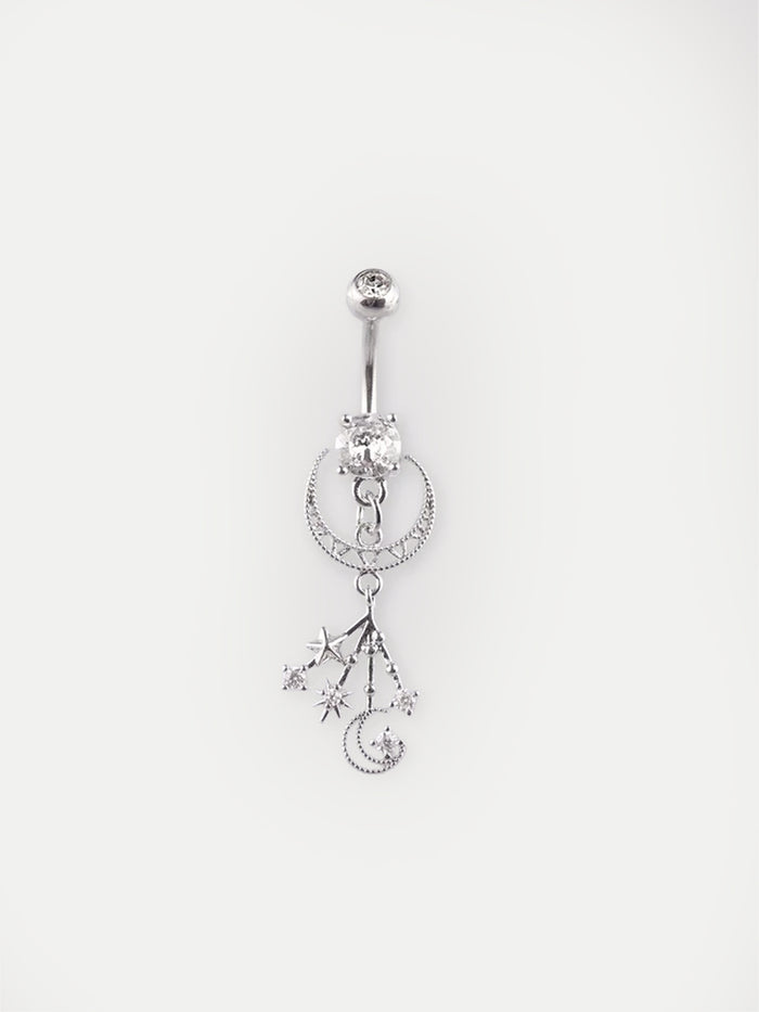 Gem Charm Club Navel Barbell 14G | Clear-Image 1