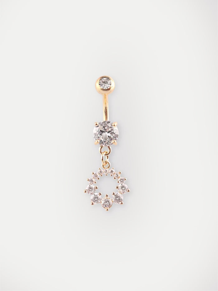 Gem Gold Circle Navel Barbell 14G | Clear-Image 1