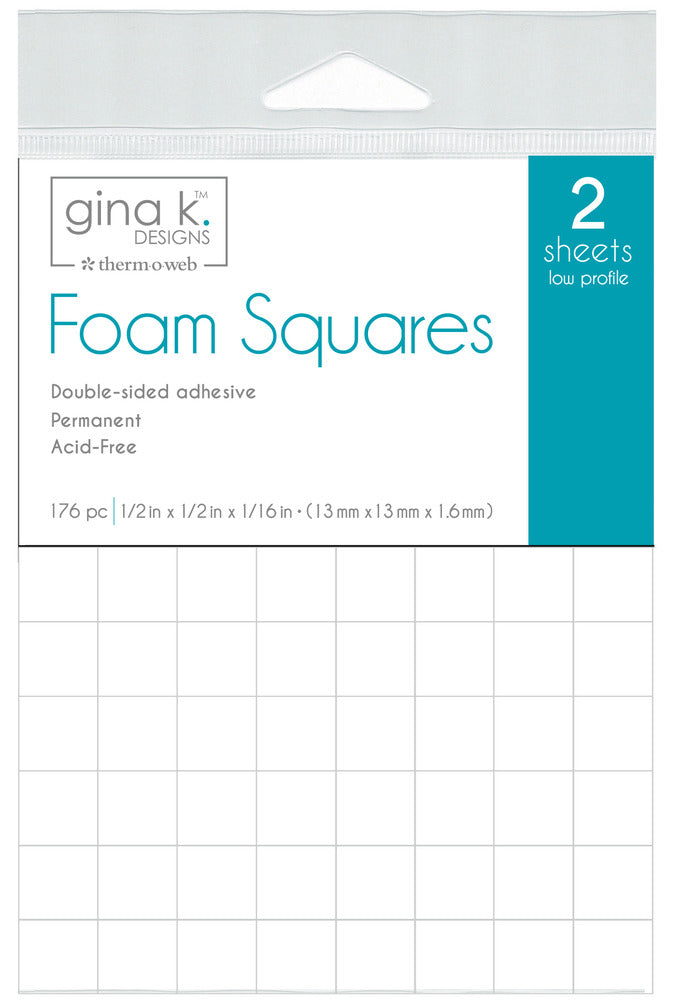 Gina K. Designs Adhesive Foam Squares, 1/16" x 1/2" - White (2 Sheets). Available at Embellish Away located in Bowmanville Ontario Canada.