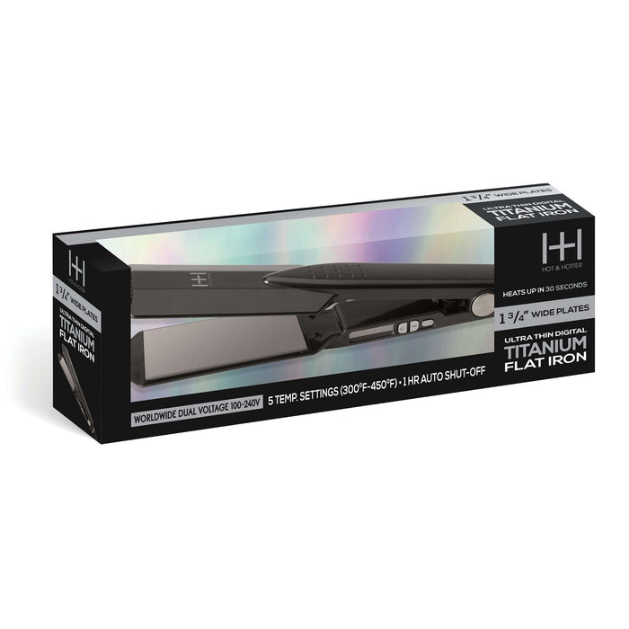Hot & Hotter Ultra Thin Digital Titanium Flat Iron 1 3/4in, 1 Count Hair Straightener, Black