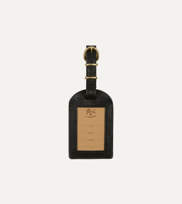 Il Bisonte Black Leather Luggage Tag