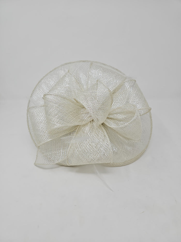 Ivory Silver Looped Round Disc Fascinator