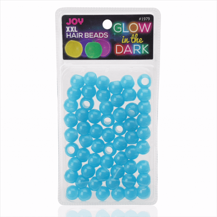Joy Glow In the Dark Round Hair Beads XX-Large, 60 Count, Blue