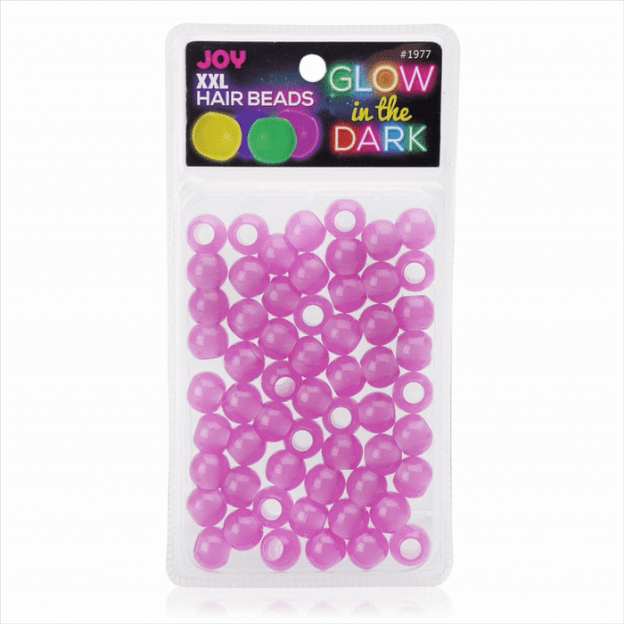 Joy Glow In the Dark Round Hair Beads XX-Large, 60 Count, Purple