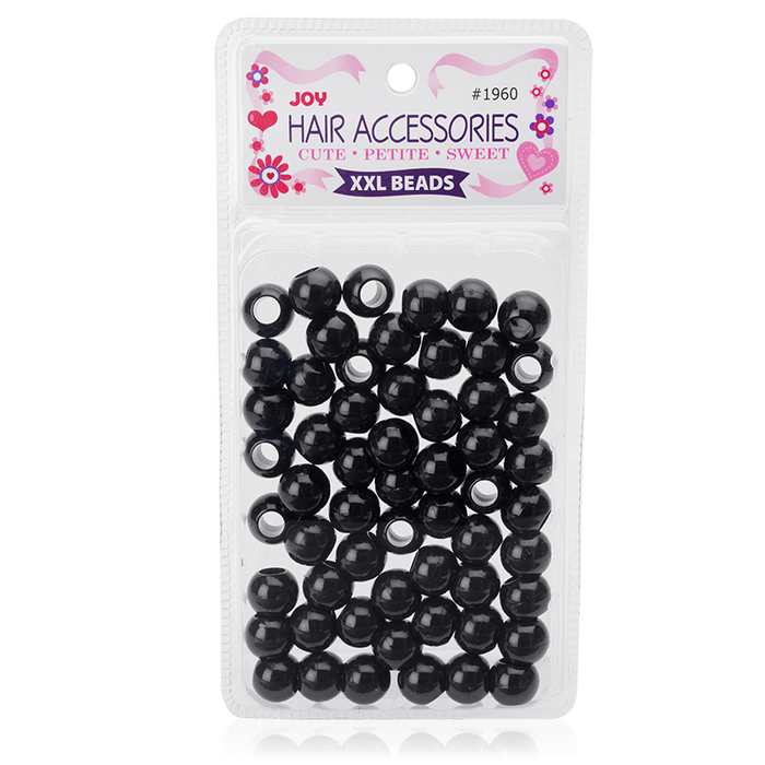 Joy Round Hair Beads XX-Large, 60 Count, Black