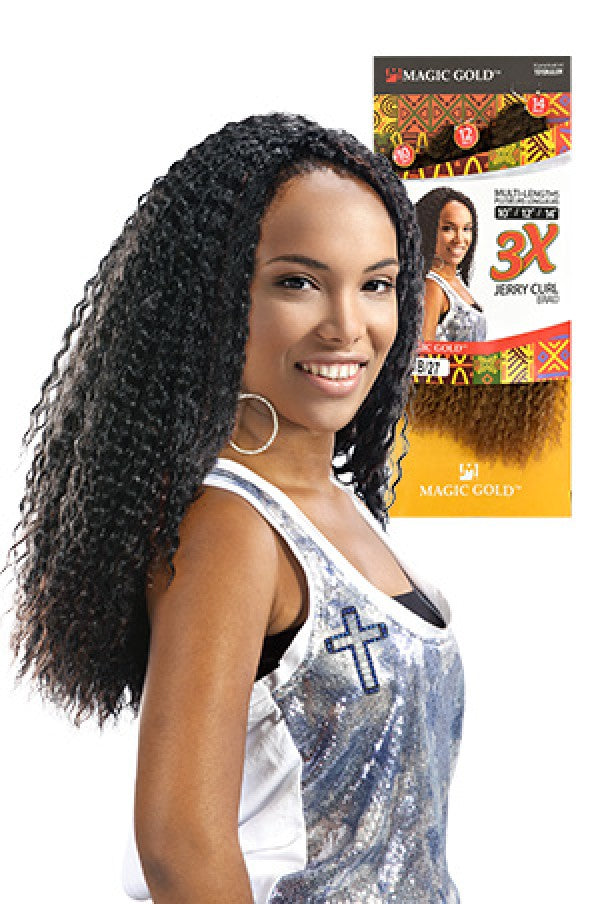 Magic Gold 3X Jerry Curl Braid Crochet (10"+12"+14")