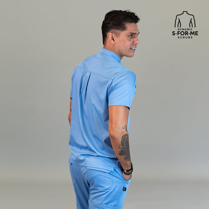 Men’s Ceil Blue medical scrub top with breathable soft-touch fabric