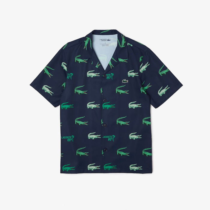 Men’s Golf Printed Short-sleeve Shirt Navy Blue