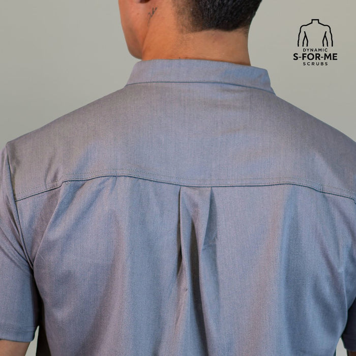 Back view of S-FOR-ME men’s Style 511 Heather Gray scrub top