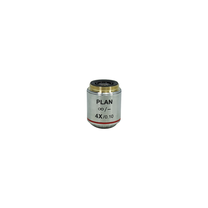 Objective Working Distance 19.37mm 4X Infinity Plan Achromatic Objective, SKU BM02533231, three quarter front view