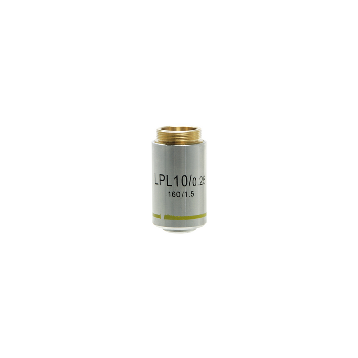 Objective Working Distance 6.54mm 10X Achromatic Objective, SKU BM09033311, three quarter front view