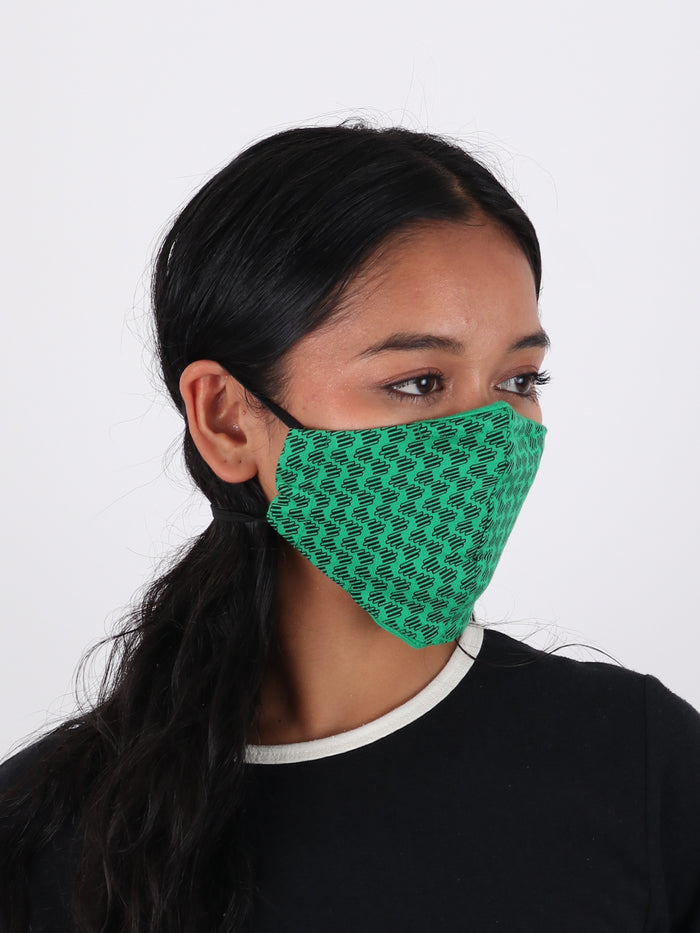 Organic Cotton Face Mask | Green Squiggle-Image 3