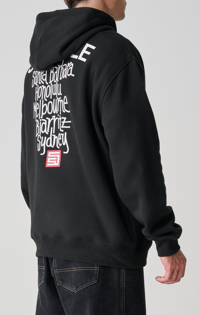S-Double - Cities Zip Thru Hooded Fleece - Black