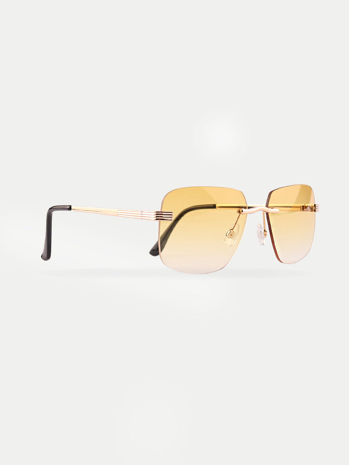 Square Rimless Sunglasses | Yellow-Image 2