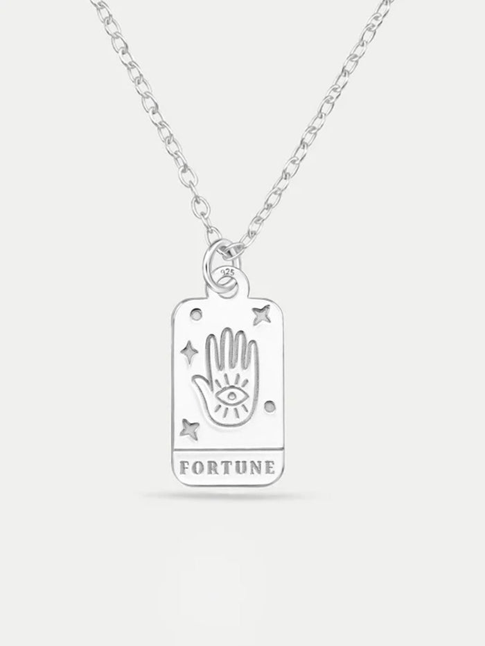 Sterling Silver Fortune Card Pendant Necklace | Silver-Image 1