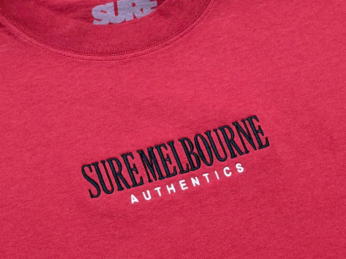 Sure - Authentics Embroidered Heavyweight T-Shirt - Faded Cardinal / Black