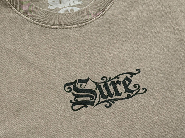 Sure - Rex Heavyweight T-Shirt - Faded Grey / Black