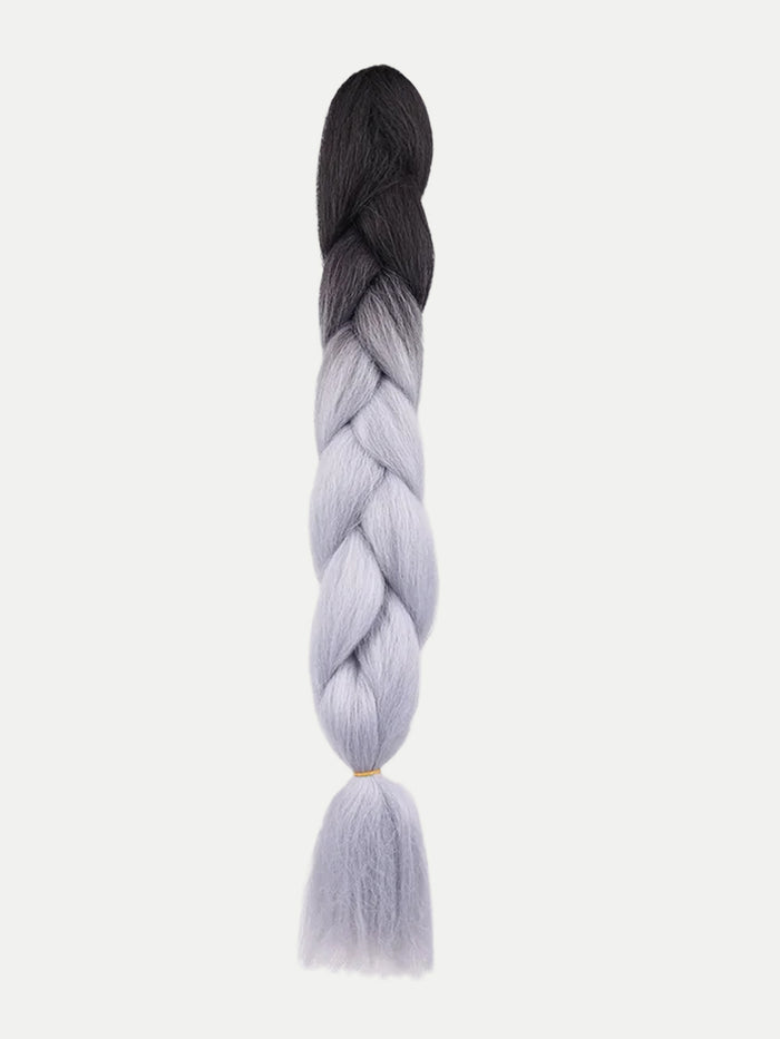 Synthetic DIY Jumbo Festival Hair Braid | Black/Silver Ombre-Image 3