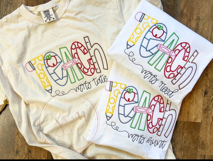 TEACH Scribble all thread Embroidery Tshirt