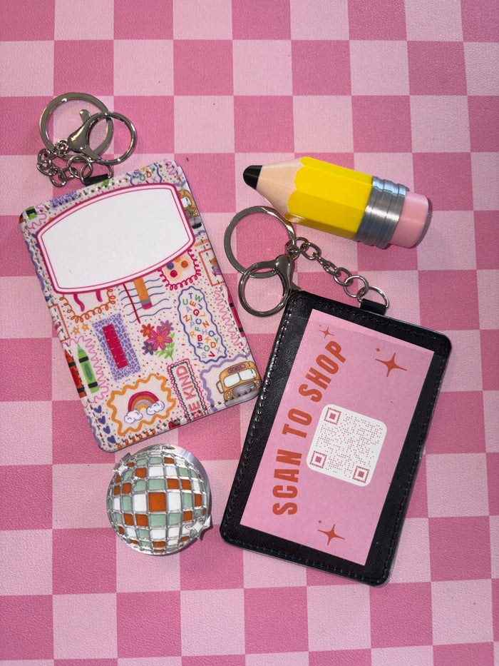 Teacher ID Badge Holder Keychain | Teacher Lanyard Accessory | School Staff ID Card Holder