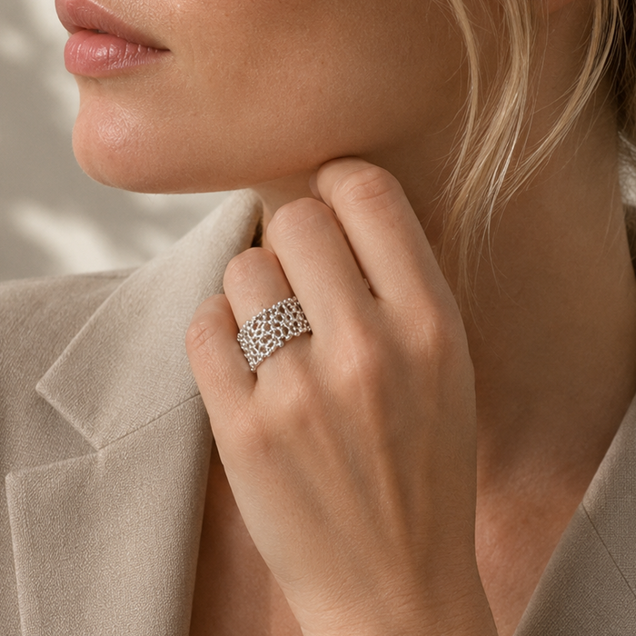 WOLFF JEWELRY - Boble Ring - sølv Vol. 2 Vandfast (Flere størrelser)