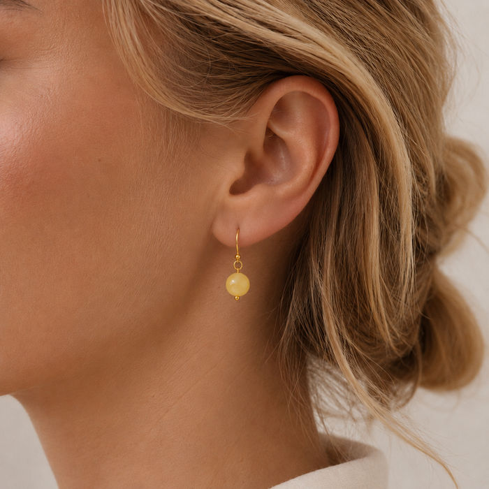 Wolff Jewelry - Jusi øreringe - gul sten