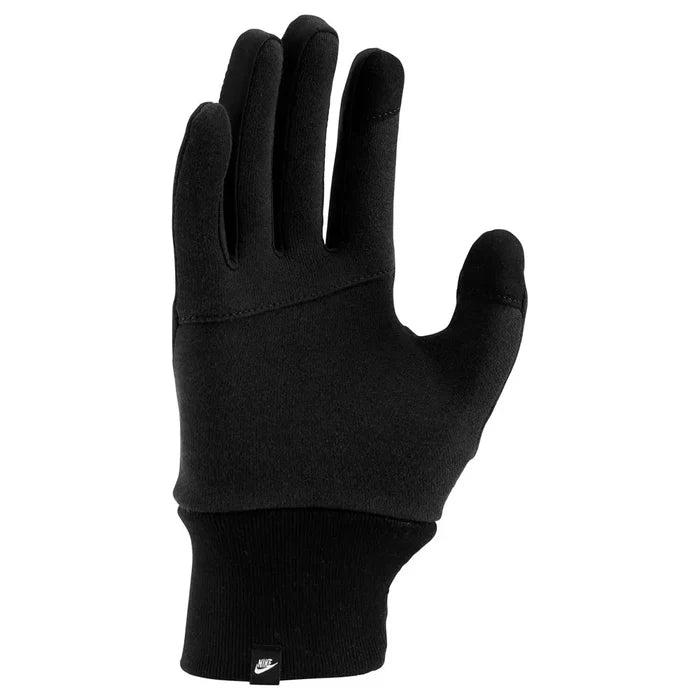 Nike Women's TG Club Fleece Gloves in black, cozy fleece material, designed for warmth and comfort in cold weather.