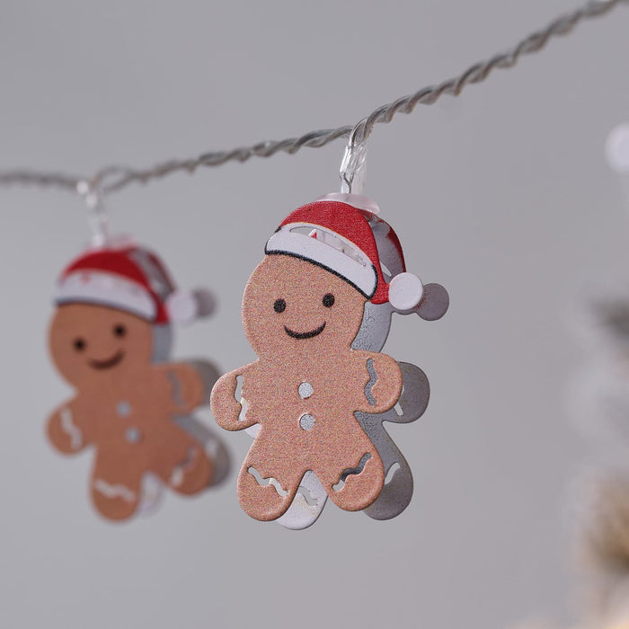 10 Gingerbread LED String Lights