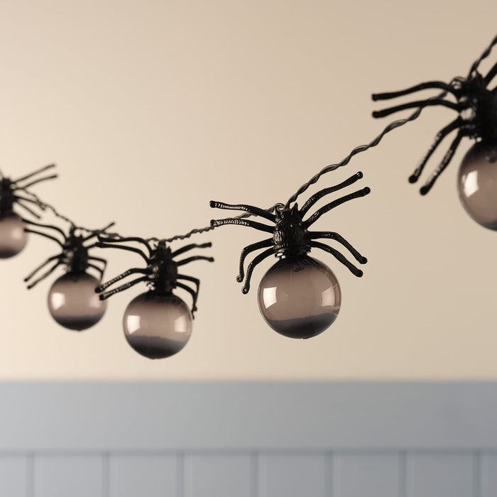 10 Spider Purple LED Halloween Battery Festoon Lights