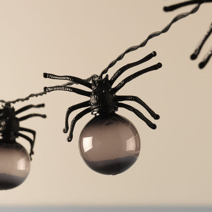 10 Spider Purple LED Halloween Battery Festoon Lights