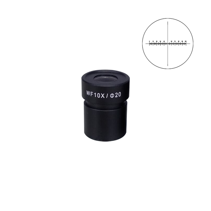 10mm/100 Div Eyepiece Field of View Dia. 20mm 10X Reticle Eyepiece ( Dia. 30.5/FN20), SKU FS12013233, three quarter front view