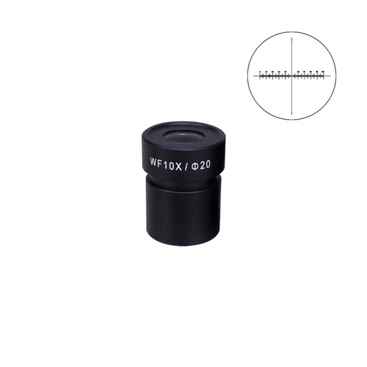 10mm/100 Div Eyepiece Field of View Dia. 20mm 10X Reticle Eyepiece ( Dia. 30.5/FN20), SKU FS12013233, three quarter front view