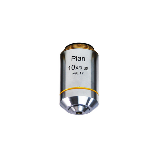 10X Infinity-Corrected Plan Achromatic Microscope Objective Lens, SKU BM03023331, three quarter front view
