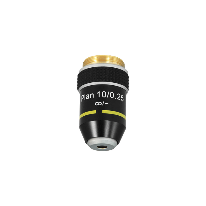 10X Infinity-Corrected Plan Achromatic Microscope Objective Lens, SKU BM04043331, three quarter front view