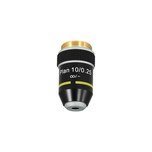 10X Infinity-Corrected Plan Achromatic Microscope Objective Lens, SKU BM04043331, three quarter front view