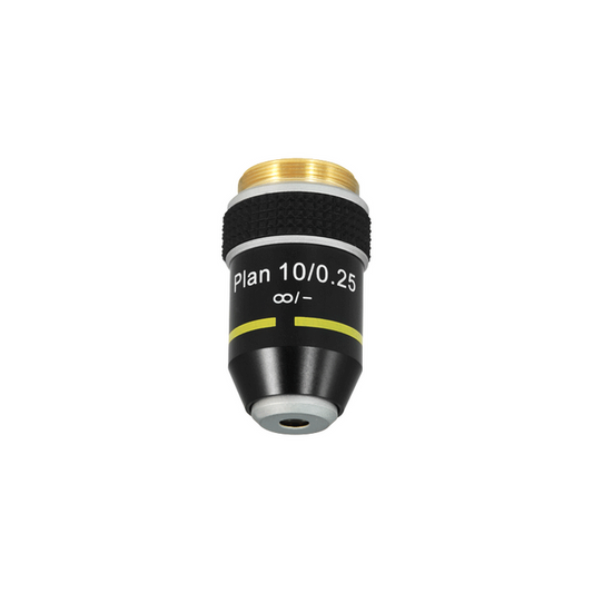 10X Infinity-Corrected Plan Achromatic Microscope Objective Lens, SKU BM04043331, three quarter front view